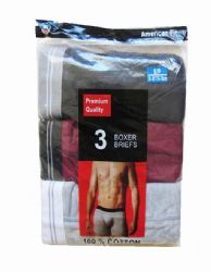 36 Wholesale Mens 100% Cotton Boxer Briefs Underwear Assorted Colors Small