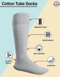 72 Wholesale Yacht & Smith Men's 31 Inch Cotton Terry Cushioned Extra Long Black Tube SockS- King Size 13-16