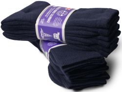 36 Pairs Yacht & Smith Men's King Size Loose Fit Diabetic Crew Socks, Navy, Size 13-16 - Big And Tall Mens Diabetic Socks
