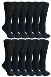 Yacht & Smith Womens Cotton Black Crew Socks, Sock Size 9-11