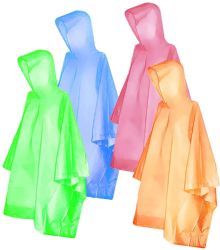 24 Wholesale Yacht & Smith Adult Unisex Reusable Rain Poncho With Hood (assorted)