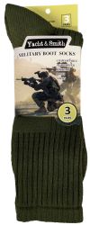 36 Wholesale Yacht & Smith Men's Army Socks, Military Grade Socks Size 10-13 Solid Army Green