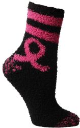 48 Wholesale Yacht & Smith Women's Breast Cancer Awareness Fuzzy Socks, Asst Prints Size 9-11