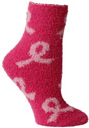 72 Wholesale Yacht & Smith Women's Breast Cancer Awareness Fuzzy Socks, Asst Prints Size 9-11