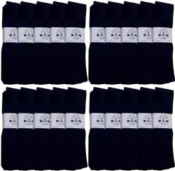 240 Wholesale Yacht & Smith Men's Navy Cotton Terry Athletic Tube Socks, Size 10-13 (240 Pack)