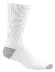 48 Wholesale Yacht & Smith Kids Cotton Crew Socks White With Gray Heel And Toe Size 4-6 Bulk Pack