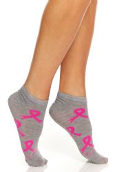 Yacht & Smith Women's Breast Cancer Awareness Socks, Pink Ribbon Ankle Socks