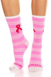 120 Wholesale Yacht & Smith Printed Breast Cancer Awareness Socks, Pink Ribbon Women Crew Socks