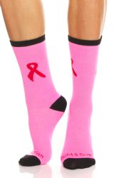 120 Wholesale Yacht & Smith Printed Breast Cancer Awareness Socks, Pink Ribbon Women Crew Socks