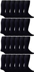 24 Wholesale Yacht & Smith Men's Navy Cotton Terry Athletic Tube Socks, Size 10-13