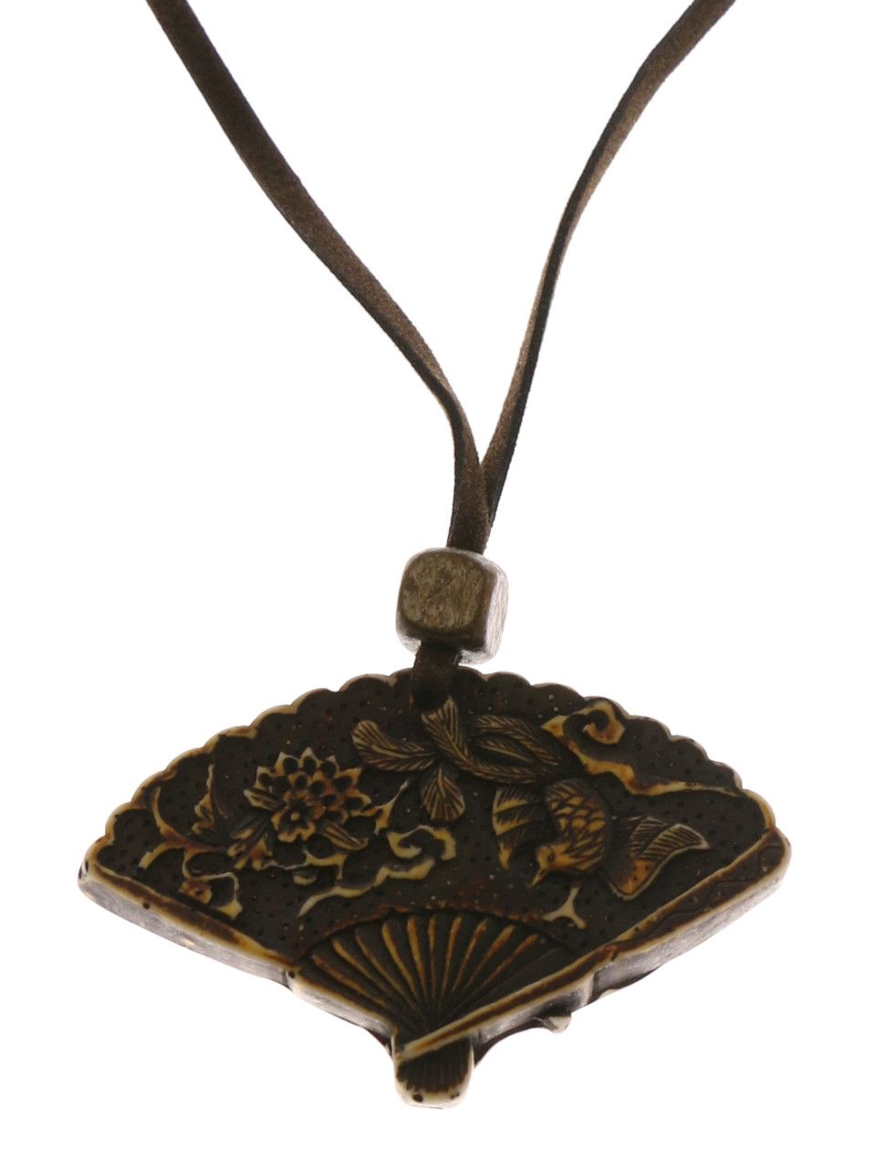 60 Wholesale Brown Leather Cord With Fan Shaped Pendant Necklace