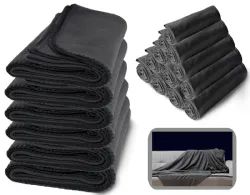 48 Wholesale Gildan 50x60 Irregular Warm Cotton Fleece Blanket, Soft Warm Compact Travel Blanket Assorted Colors