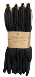 36 Pairs Yacht & Smith Mens Terry Line Merino Wool Thick Thermal Boot Socks, Solid Black - Mens Thermal Sock
