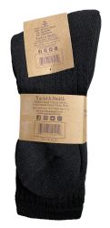 24 Pairs Yacht & Smith Mens Terry Line Merino Wool Thick Thermal Boot Socks, Solid Black - Mens Thermal Sock