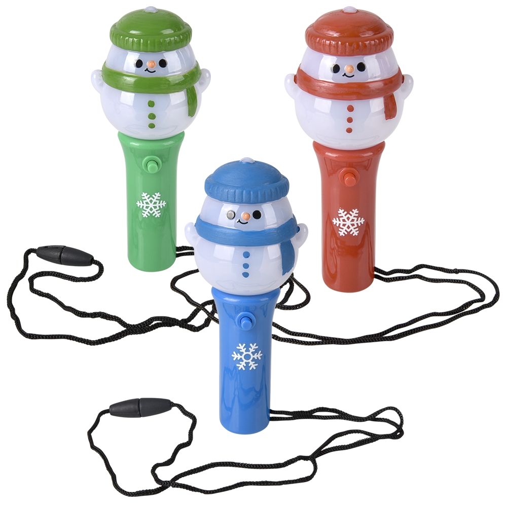 144 of Light Up Snowman Mini Spinning Wand Necklace 4.5-inch