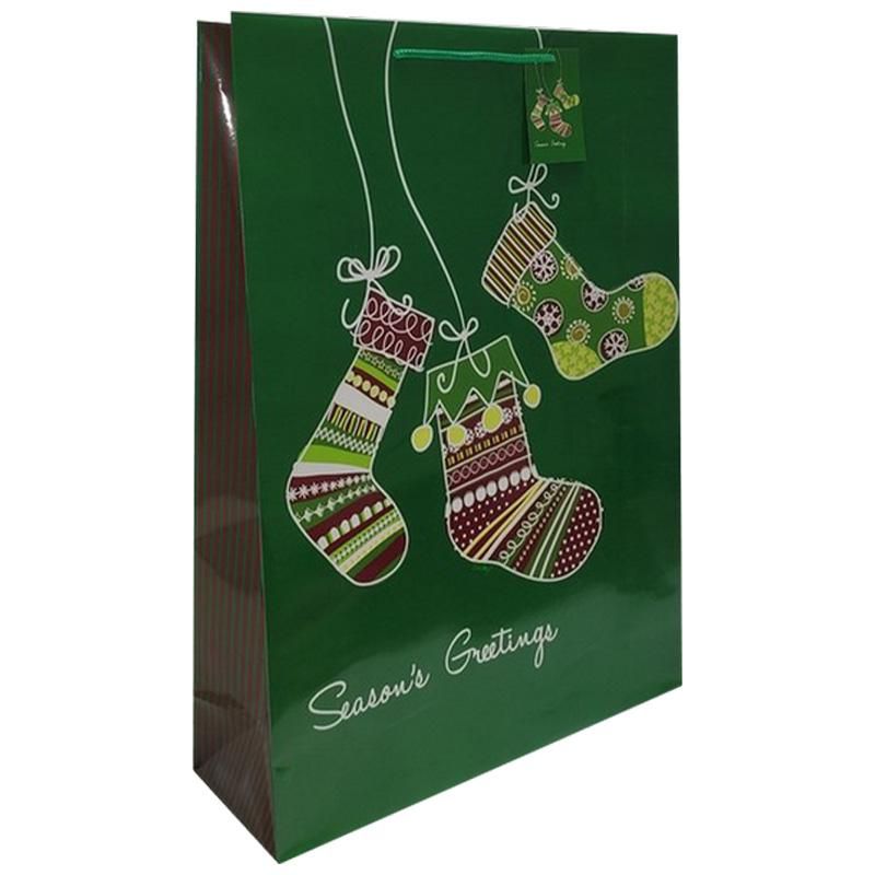 96 Pieces 2pk Jumbo Xmas Bag Glossy - Christmas Gift Bags and Boxes