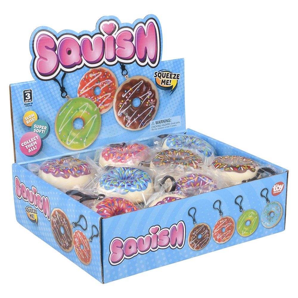 288 pieces 2.75" Squish Donut Backpack Clip 24pcs/display - Slime & Squishees