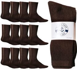 24 Wholesale Yacht & Smith Women's Sports Crew Socks, Size 9-11, Brown