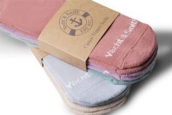 6 Pairs of Yacht & Smith Women's Diabetic Cotton Assorted Pastel Colors Non Slip Socks, Size 9-11