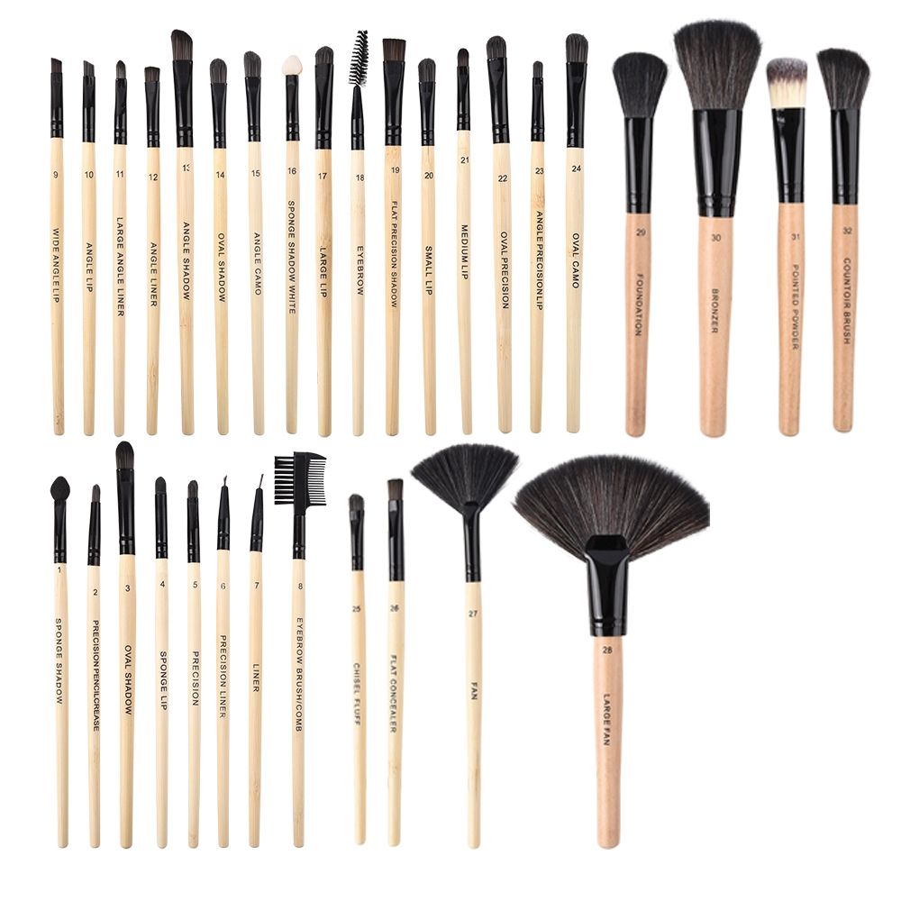 6 pieces Vivitar 32pc Wood Makeup Brush Set - Assorted Cosmetics