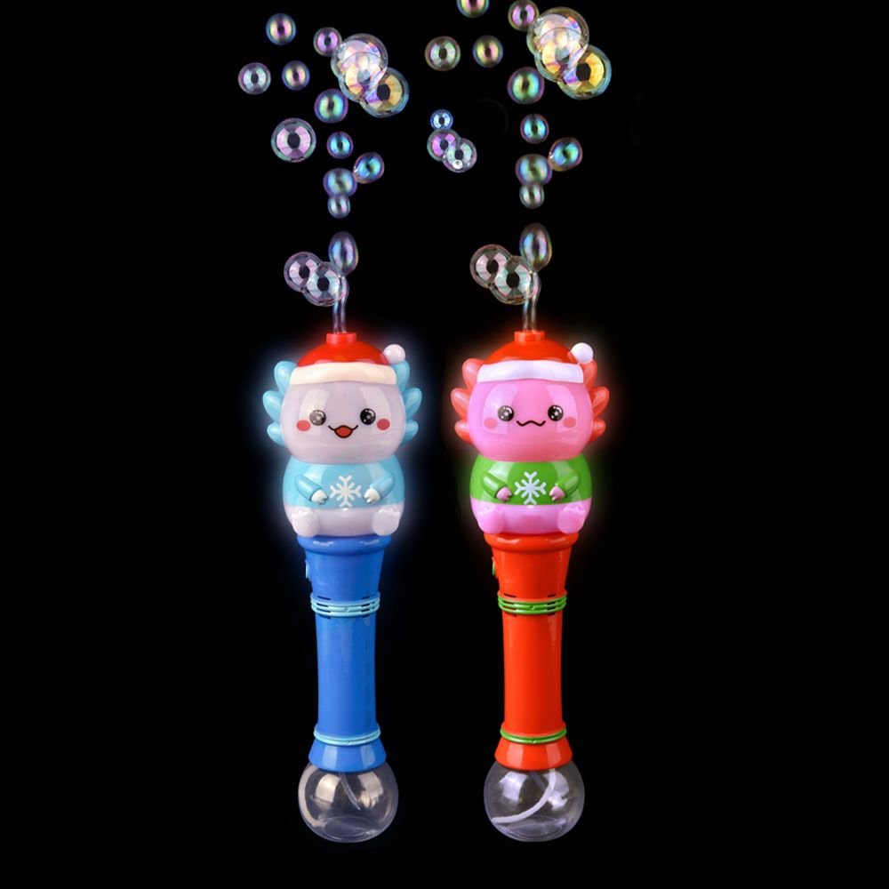 24 of LighT-Up Christmas Axolotl Bubble Wand 12"