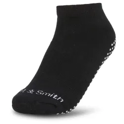 Yacht & Smith Black Rubber Grip Bottom Cotton Yoga, Trampoline Sock Size 9-11