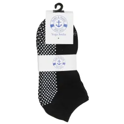 Yacht & Smith Black Rubber Grip Bottom Cotton Yoga, Trampoline Sock Size 9-11
