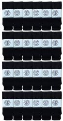 24 Wholesale Yacht & Smith Women's Cotton Tube Socks, Referee Style, Size 9-15 Solid Black