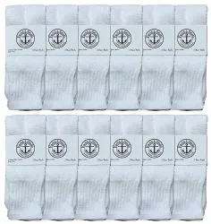 Yacht & Smith Kids 17 Inch Cotton Tube Socks Solid White Size 6-8