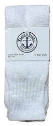Yacht & Smith Kids 17 Inch Cotton Tube Socks Solid White Size 6-8