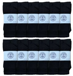 36 Wholesale Yacht & Smith Kids 17 Inch Cotton Tube Socks Solid Black Size 6-8