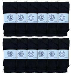 72 Wholesale Yacht & Smith Kids 17 Inch Cotton Tube Socks Solid Black Size 6-8