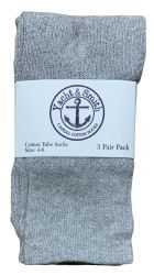 24 Wholesale Yacht & Smith Kids Gray Solid Tube Socks Size 4-6 Bulk Pack