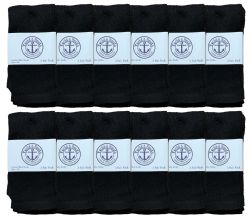 60 Pairs Yacht & Smith Kids Black Solid Tube Socks Size 4-6 - Boys Crew Sock