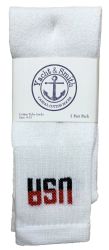 48 Wholesale Yacht & Smith Women's Cotton Terry Cushioned Usa Logo Athletic White Tube Socks