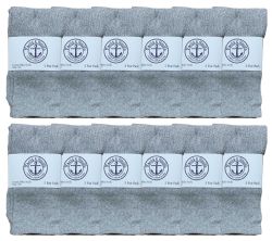 24 Pairs Yacht & Smith Kids Gray Solid Tube Socks Size 4-6 Bulk Pack - Boys Crew Sock