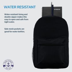 Yacht & Smith 17 Inch Water Resistant Backpack With Adjustable Padded Shoulder Straps