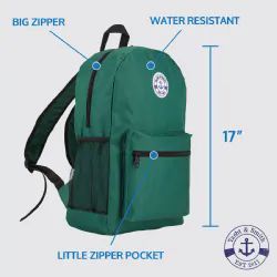 48 Wholesale Yacht & Smith 17inch Water Resistant Assorted Color Backpack With Adjustable Padded Straps
