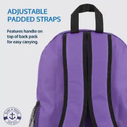 72 Wholesale Yacht & Smith 17inch Water Resistant Assorted Color Backpack With Adjustable Padded Straps