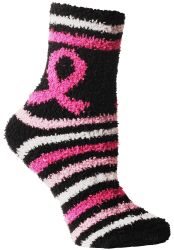 12 Wholesale Yacht & Smith Women's Assorted Colored Warm & Cozy Fuzzy Breast Cancer Awareness Socks