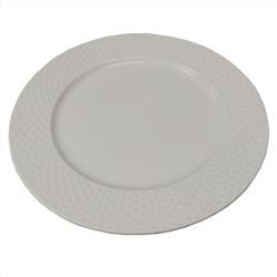 24 pieces Home Basics Embossed Honeycomb 10.5" Ceramic Dinner Plate, White - Kitchen Cutlery