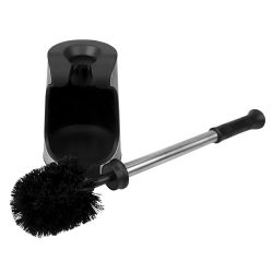 12 pieces Home Basics Brushed Stainless Toilet Brush Holder With Comfort Grip Handle With Easy To Store Compact NoN-Skid Caddy, Black - Toilet Brush