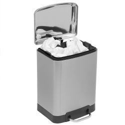 4 pieces Michael Graves Design Soft Close 6 Liter Step On Stainless Steel Waste Bin, Silver - Kitchen Gadgets & Tools