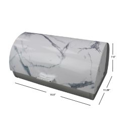 4 pieces Home Basics Marble Like Roll Top Lid Steel Bread Box, White - Food Storage Containers