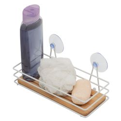 12 pieces Home Basics Bamboo Bath Caddy With Suction - Shower Accessories