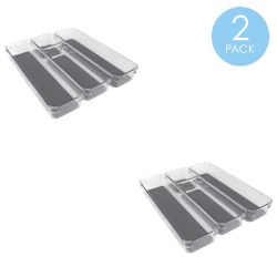 12 pieces Home Basics 4 Compartment Rubber Lined Plastic Drawer Organizer, (set Of 4), Grey - Storage & Organization