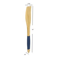 24 pieces Michael Graves Design Flat Bamboo Spatula With Indigo Silicone Handle - Kitchen Gadgets & Tools