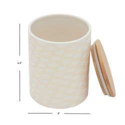 12 pieces Home Basics Scallop Medium Ceramic Canister With Bamboo Top - Storage & Organization