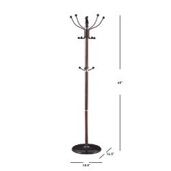 Home Basics 16 Hook Free Standing Coat Rack with Sandstone Base, Brown - Home Accessories