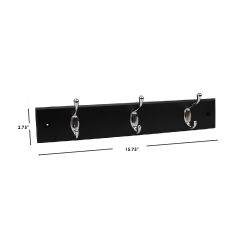 12 pieces Home Basics 3 Double Hook Wall Mounted Hanging Rack, Black - Hooks